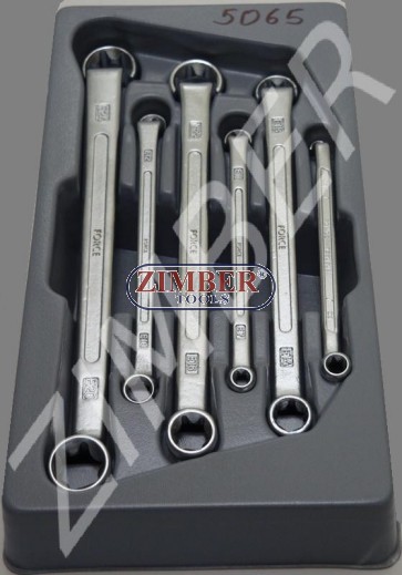 Offset wrench set (75° bowed) 6pc., Е6-Е24 (5065) - FORCE