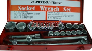 21 PIECE-3/4"Drive Socket Wrench Set
