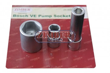 Bosch VE Pump Socket 3 piece Set. ZR-36BPSS - ZIMBER TOOLS 