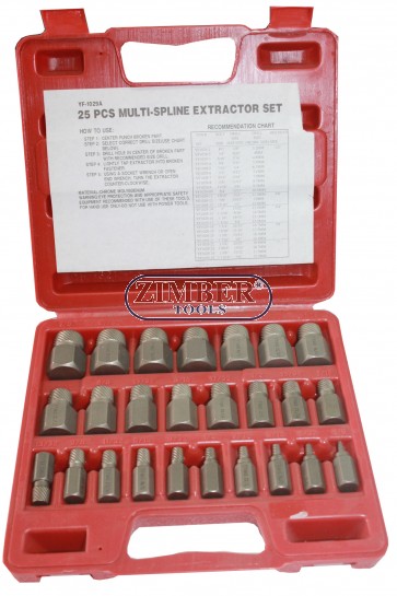 25 Pc. Multi-Spline Extractor Set- ZIMBER TOOLS