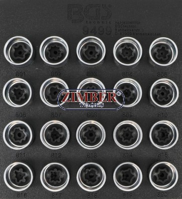 Rim Lock Socket Set for Audi | 20 pcs.  9499 - BGS technic.