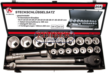 Socket Set 20 mm (3/4") Drive 19-50 mm 20 pcs. (15113)- BGS technic - Kraftmann