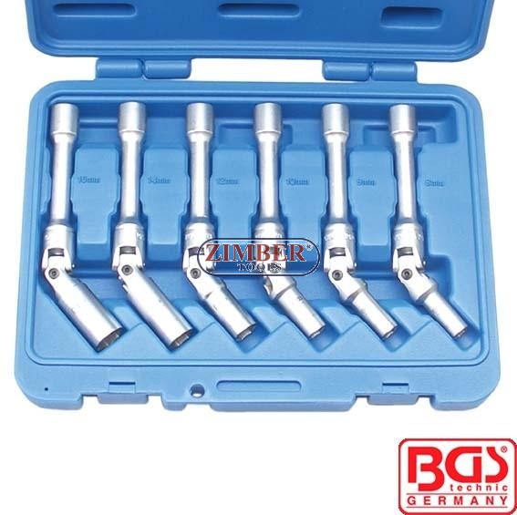 8-16 mm 3/8 BGS 2986 Glow Plug Joint Socket Set Set of 6 Piece Silver/Blue