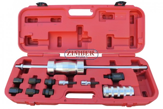 Injector Puller 14Pcs Common Rail Injector Extractor Diesel Puller Set Injection Tool Kit with a Red Storage Case 