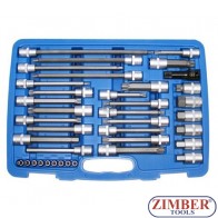38-piece Car Assembly Bit Socket Set, 1/4" + 1/2" - BGS