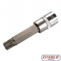 Bit-Einsatz 12,5 (1/2), Innenvielzahn, 100 mm, mit Bohrung, M18 - BGS