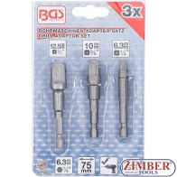 Electric Drill Adaptor Set | 6.3 mm (1/4") Drive | 6.3 mm (1/4") / 10 mm (3/8") / 12,5 mm (1/2") mm | 3 pcs.- 9685-BGS technic.