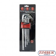 9pc Hex ball point extra long key set Inch - 5093XLBS - FORCE
