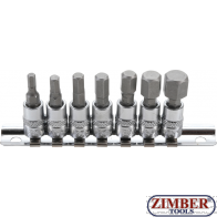 Bit Socket Set 6.3 mm 1/4" Drive internal Hexagon 4 - 12 mm 7 pcs. (2161) - BGS technic