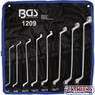 Double Ring Spanner Set offset 6 x 7 - 20 x 22 mm 8 pcs. (1209) - BGS technic