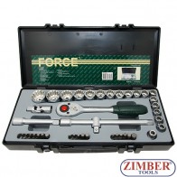 Socket set 1/2" 10-32mm Spline, 42pc. (4422Q) - FORCE