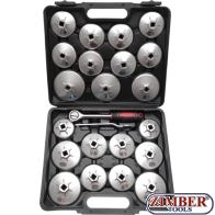 Oil Filter Wrench Set aluminium pressure casting 12.5 mm (1/2") drive | 23 pcs. (1035) - BGS technic