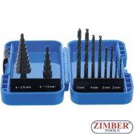 Step Drill and Twist Drill Set | Ø 4 - 12 / 4 - 20 mm | 2 - 5 mm | 10 pcs. 1686 - BGS technic.