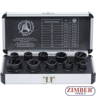 Twist Socket Set (Spiral Profile) / Screw Extractor | 10 mm (3/8") Drive | twist type 9-19 mm | 10 pcs. -20210 - BGS- technic.