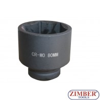 Impact Socket 1" Dr. 80mm 6 pt, ZT-01E6052 - SMANN TOOLS