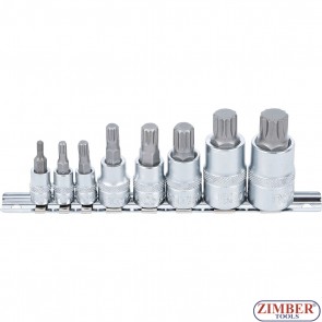 Impact Bit Socket Set Spline (for XZN) M4 - M16, 8 pcs. (5105) - BGS technic