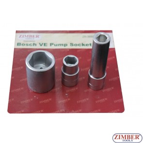 Bosch VE Pump Socket 3 piece Set. ZR-36BPSS - ZIMBER TOOLS 