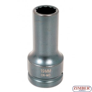 19mm 3/4" Impact Socket, deep for Mercedes trucks cylinder head screws - MB 300-400-900 - ZR-06ISDH19M - ZIMBER TOOLS