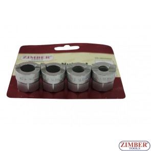 Toothed socket set for shock absorber piston rod nut -4-pcs- AUDI.VW.AUSTIN MAERTRO- 10.5mm.12.5mm,14.5mm, ZR-36DNS04 - ZIMBER-TOOLS