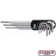 Κλειδιά torx+  σετ L TS10 - TS50-  9 τεμαχίων μακριά 230-mm. (777) - BGS technic