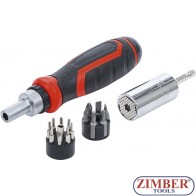 Precision Bit / Multi Socket Set | with Ratchet Spinner Handle for Bits, reversible | 17 pcs. - 20817 - BGS-technic.