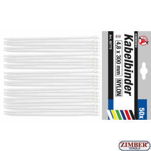 Cable Tie Assortment white 4.8 x 300 mm 50 pcs. (80772) - BGS technic
