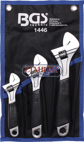 Adjustable Wrench with Soft Rubber Handle 3 pcs. (1446) - BGS technic