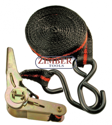 Ratchet Tie Down Strap with 2 solid Hooks 5 m x 24 mm (3553) - Kraftmann