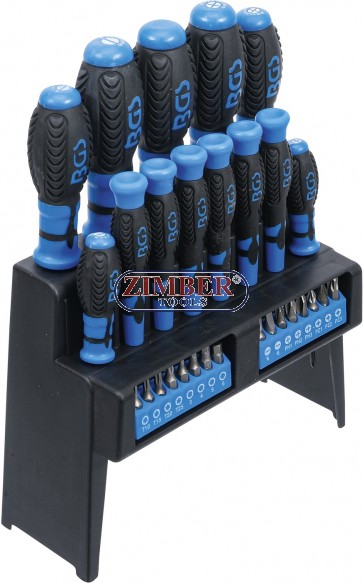 Screwdriver Set | with Bit Assortment | in a Plastic Stand | 29 pcs. - 6825 - BGS technic.