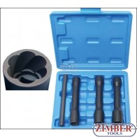 Twist Socket Set (Spiral Profile) / Screw Extractor, deep | 12.5 mm (1/2") Drive | 17 - 19 - 21 mm| 4 pcs. - 5264 - BGS- technic.