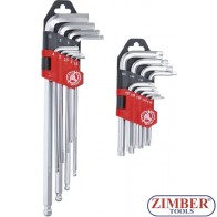 L-Type Wrench Set | long | T-Star (for Torx) T10 - T50 / Internal Hexagon 1.5 - 10 mm | 18 pcs. - 822 - BGS technic.