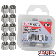 Replacement Thread Inserts M12 x 1.5 mm 10 pcs. (9429-1) - BGS technic