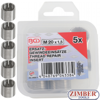 Replacement Thread Inserts M20 x 1.5 mm 5 pcs. (9434-1) - BGS technic
