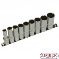 Socket Set, 12-point, deep | 12.5 mm (1/2") Drive | 10 - 24 mm | 9 pcs. - 5253 - BGS-technic.