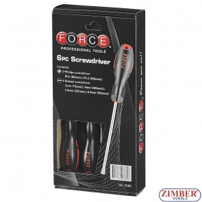 Screwdriver set Slotted & Phillips 6pc, 2068 - Force.