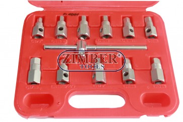 12PCS QUADRILATERAL AND HEX OIL DRAINER, ZT-04177 - SMANN TOOLS.