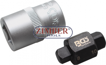 Oil Drain Plug Socket | 4-pt. | 8 mm / 10 mm - 8991 - BGS technic.