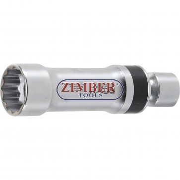Spark Plug Socket, 12-point, with Retaining Spring 10 mm (3/8") Drive 21 mm - 2392 - BGS technic.