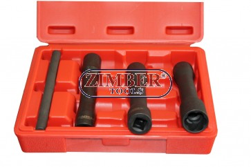 4pcs Twist sockets sets 1/2" 17 – 19 – 21.mm L150.mm - ZR- 36TSS1204V - ZIMBER - TOOLS