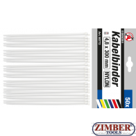 Cable Tie Assortment white 4.8 x 300 mm 50 pcs. (80772) - BGS technic