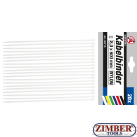 Cable Tie Assortment white 8.0 x 600 mm 20 pcs. (80776) - BGS technic
