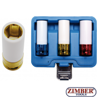 Protective Impact Socket Set | 12.5 mm (1/2") Drive | 17-mm, 19-mm, 21 mm | 3 pcs, 7200 - BGS technic.