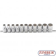 Socket Set, 12-point | 12.5 mm (1/2") Drive | 10 - 21 mm | 11 pcs. - ZB-9107 - BGS - technic.