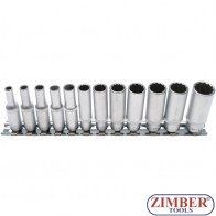 Socket Set, 12-point, deep | 6.3 mm (1/4") Drive | 4 - 13 mm | 11 pcs. - 5251 - BGS-technic