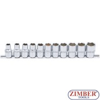 Socket Set, Hexagon | 12.5 mm (1/2") Drive | 10 - 21 mm | 11 pcs. - 9106 - BGS technic.