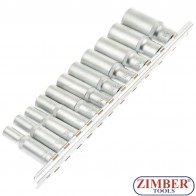 Socket Set, Hexagon, deep | 10 mm (3/8") Drive | Inch Sizes | 11 pcs. - ZB-2756 - BGS-technic.