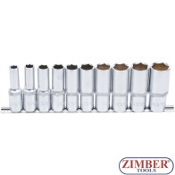 Socket Set, Hexagon, deep | 12.5 mm (1/2") Drive | Inch Sizes | 10 pcs. - 2435 - BGS technic.