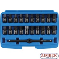 Special Oil Drain Socket Set | 10 mm (3/8") | 21 pcs. - 1014 - BGS technic.