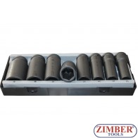 Вложки ударни удължени от 19-22-24-27-30-32-36-41 mm к-т 3/4", 8 части - FORCE