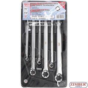 Double Ring Spanner Set with E-Type Ring Heads | offset | E6 - E24 | 6 pcs.2281- BGS technic